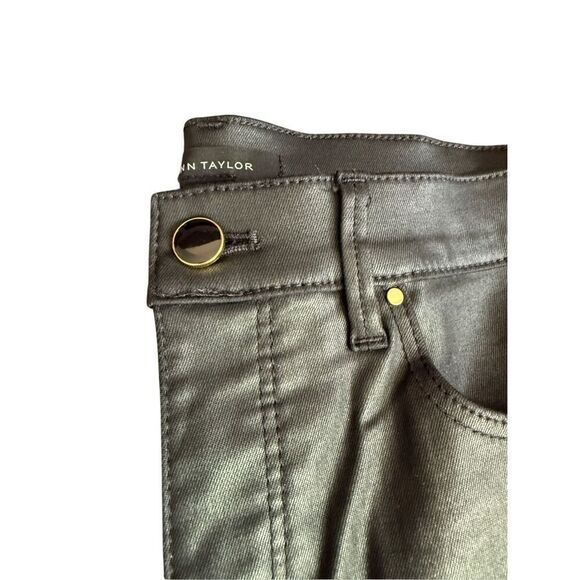 Ann Taylor Coated Wide Leg Crop Pants, Black- 8 - Picture 4 of 5